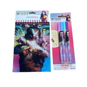 NEW Bundle DC Comics WW84 Wonder Woman notebook & glitter gel pens